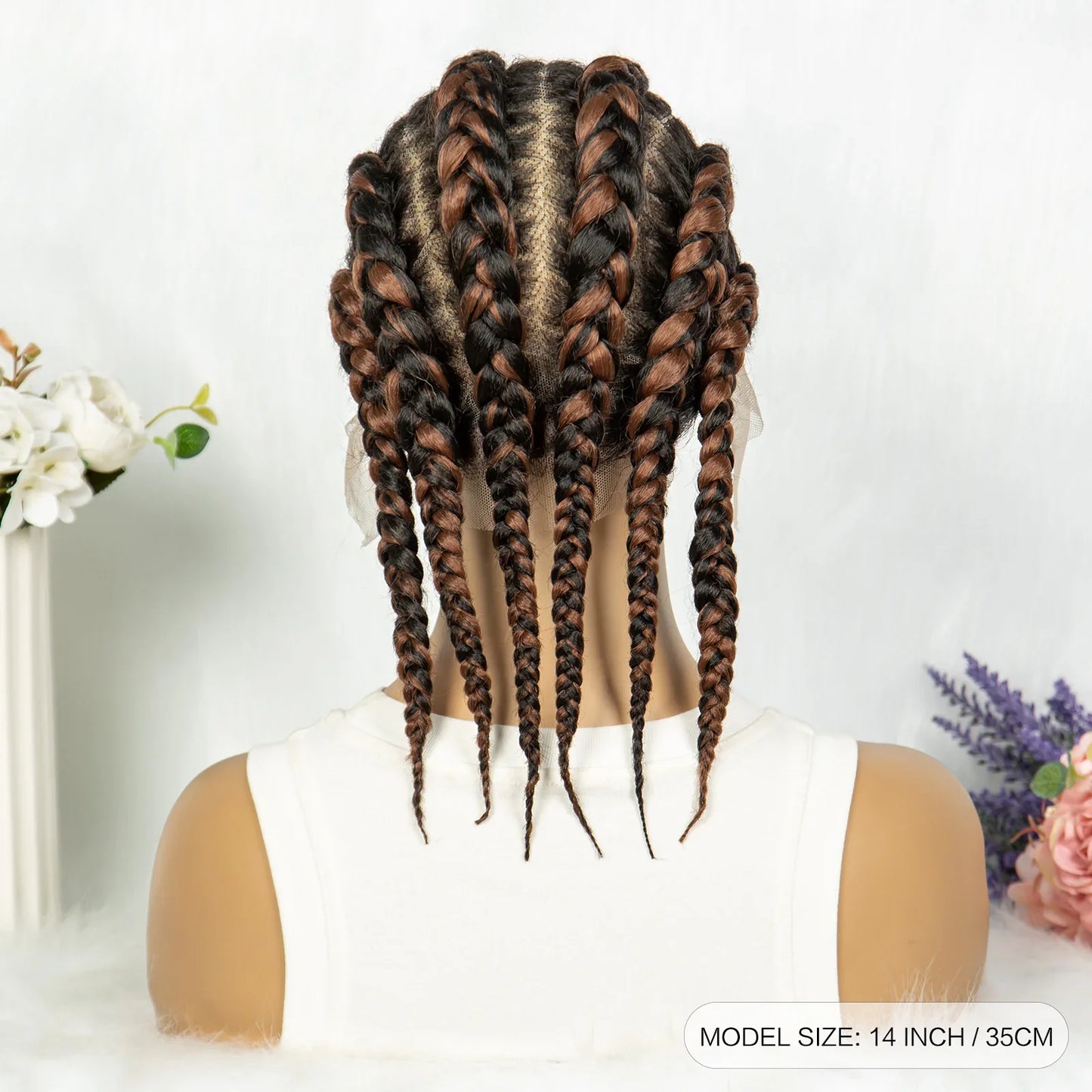 Full Lace Knotless Box Braids Wig | Cornrow Accent