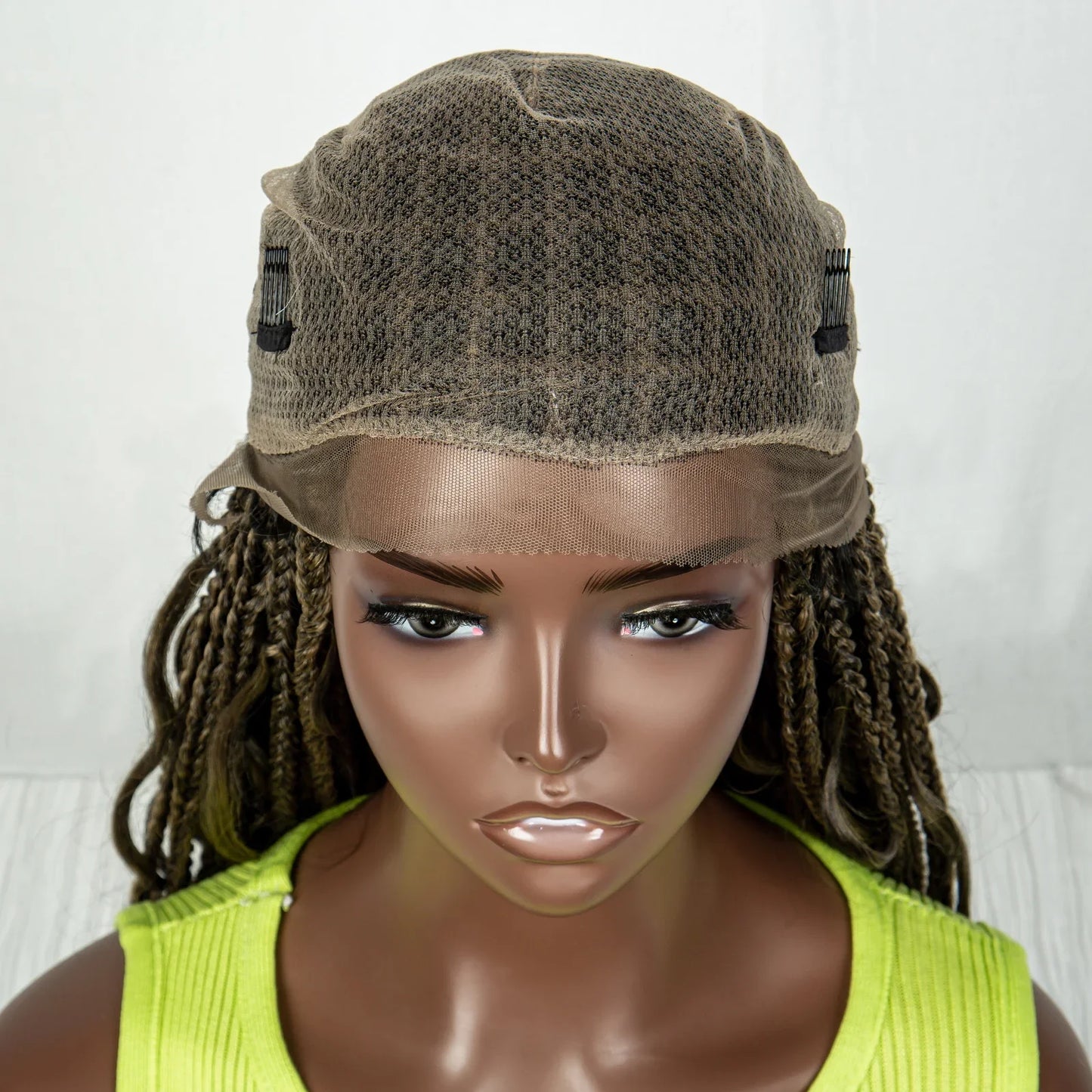 34" Ombre Curly Braids Wig | 1B/27 | Deep Wave | Full Lace | Baby Hair