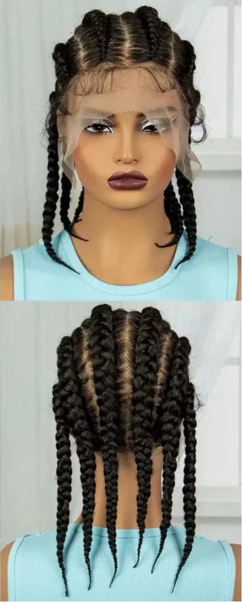 Transparent Full Lace Cornrow Braids Wig with Baby Hair