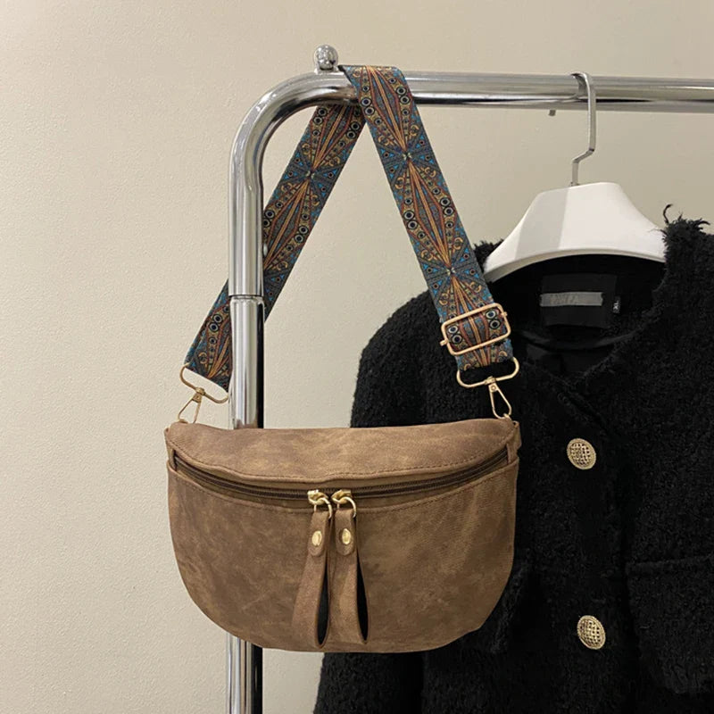 Stylish Hobo Solid Color Satchel | Luxury Designer Chest Bag & Women's PU Leather Waist Bags (Wide Strap Fashion Fanny Shoulder Pack)