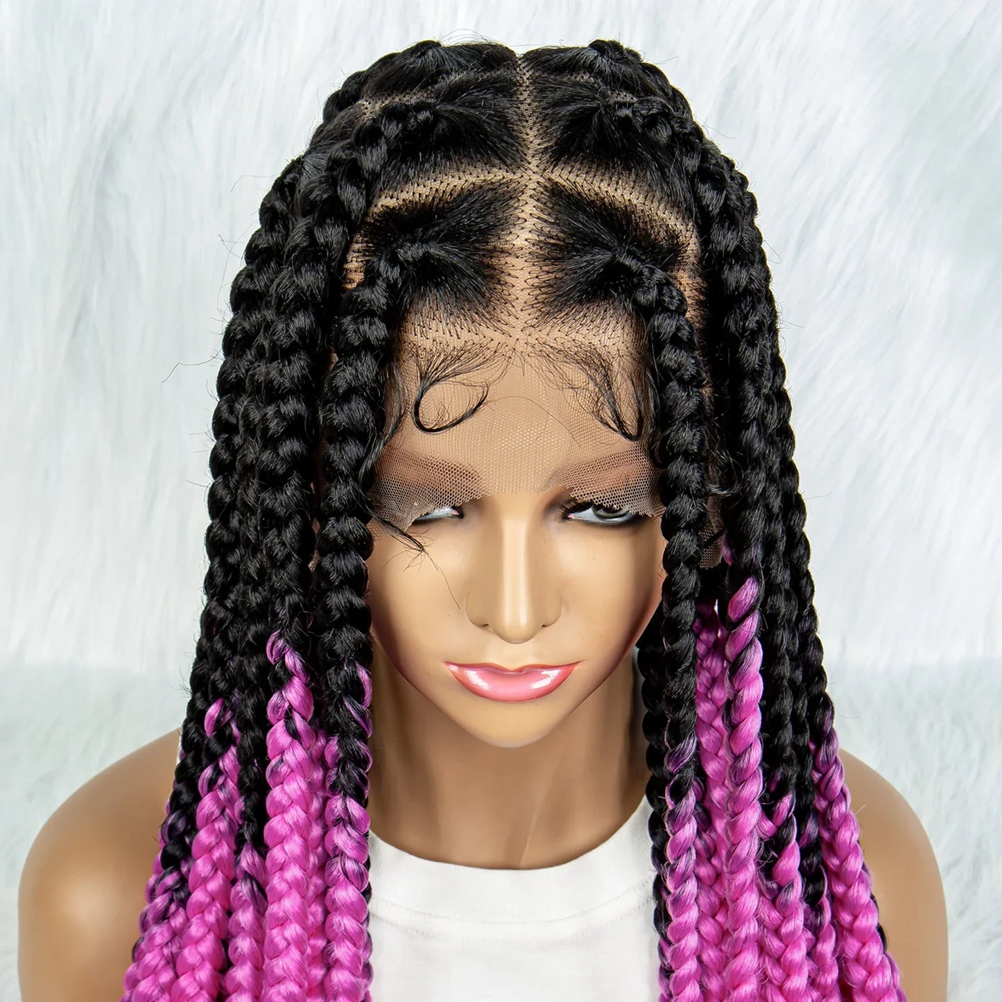 KIMA 36" Colorful Knotless Box Braids Wig | Lace Front & Baby Hair