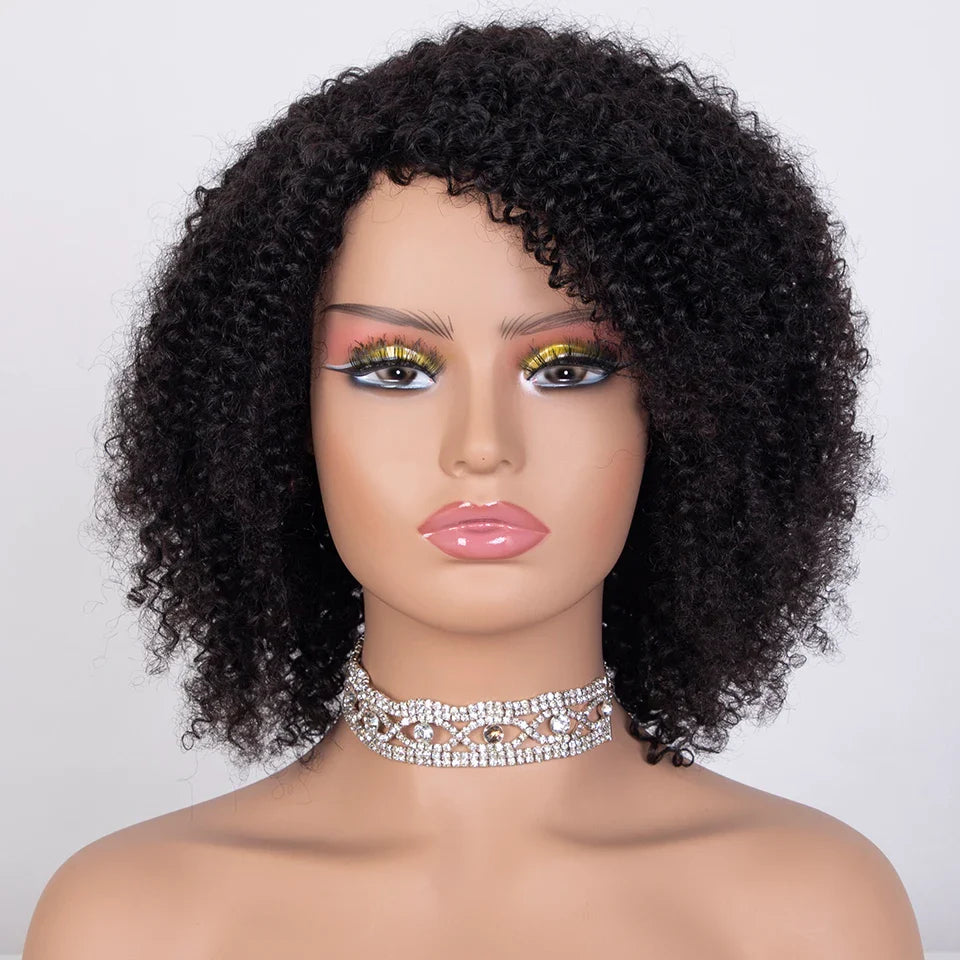 Sleek Ombre Highlight Kinky Curly Human Hair Wig | Peruvian Curly Bob