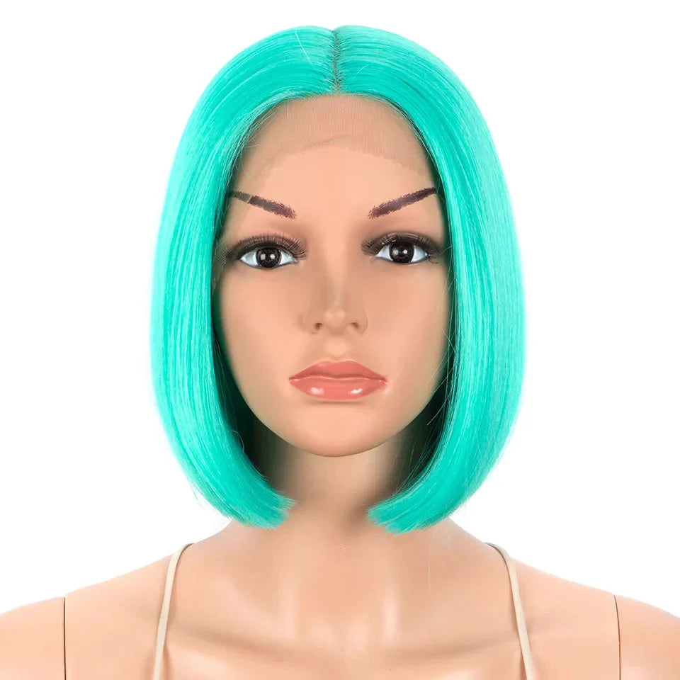 10 Inch Ombre Brown Straight Short Bob Wig | Synthetic Lace Front Wigs for Women (Heat Resistant Fiber, Cosplay & Daily Use)