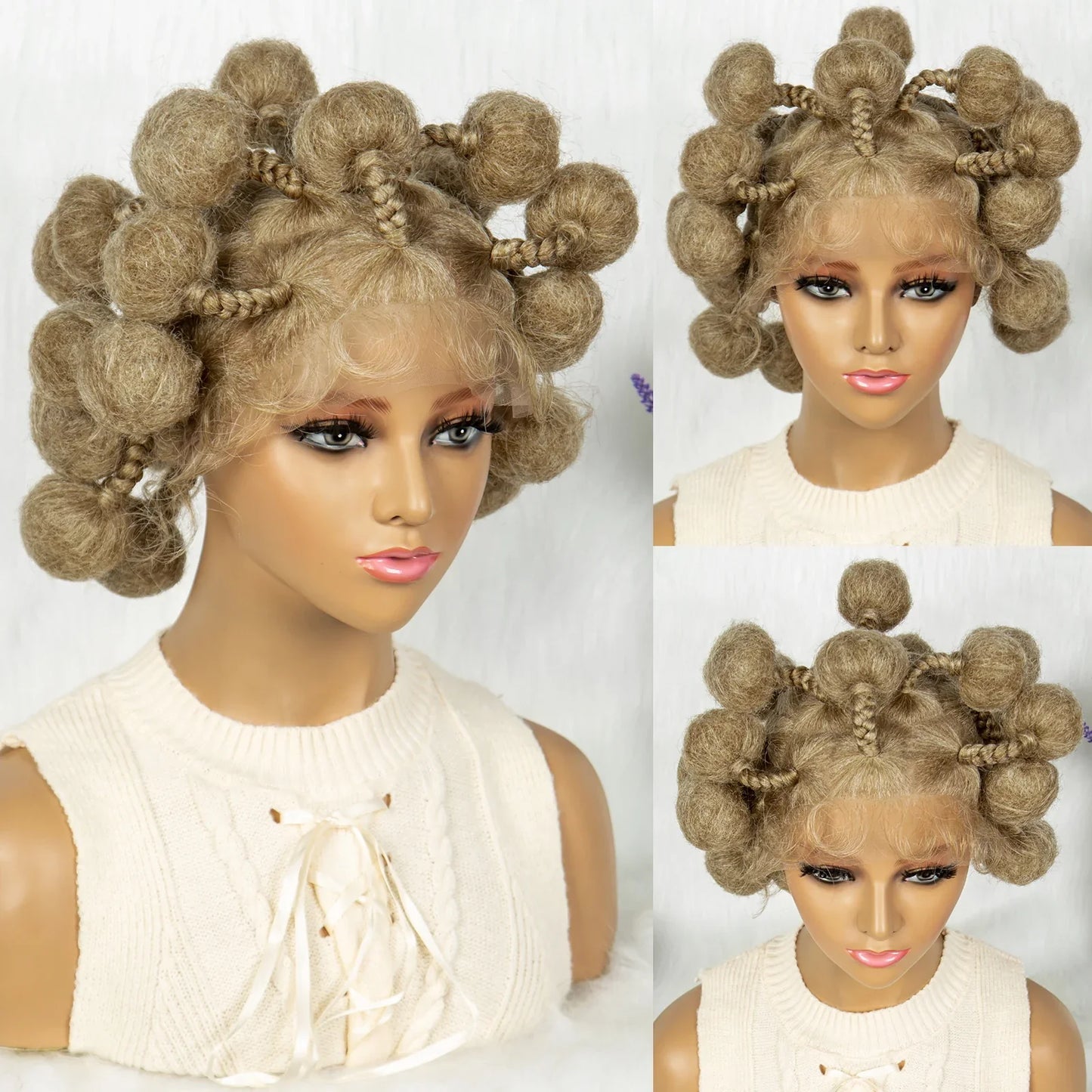 KIMA Bantu Knotless Braids Bun Wig | Full Lace with Baby Hair
