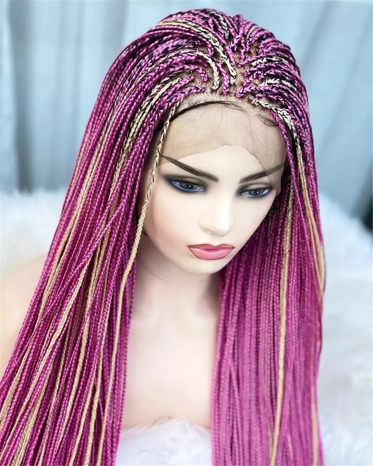 Premium Full Lace Braided Wig | Heat Resistant Synthetic Hair | Natural Look