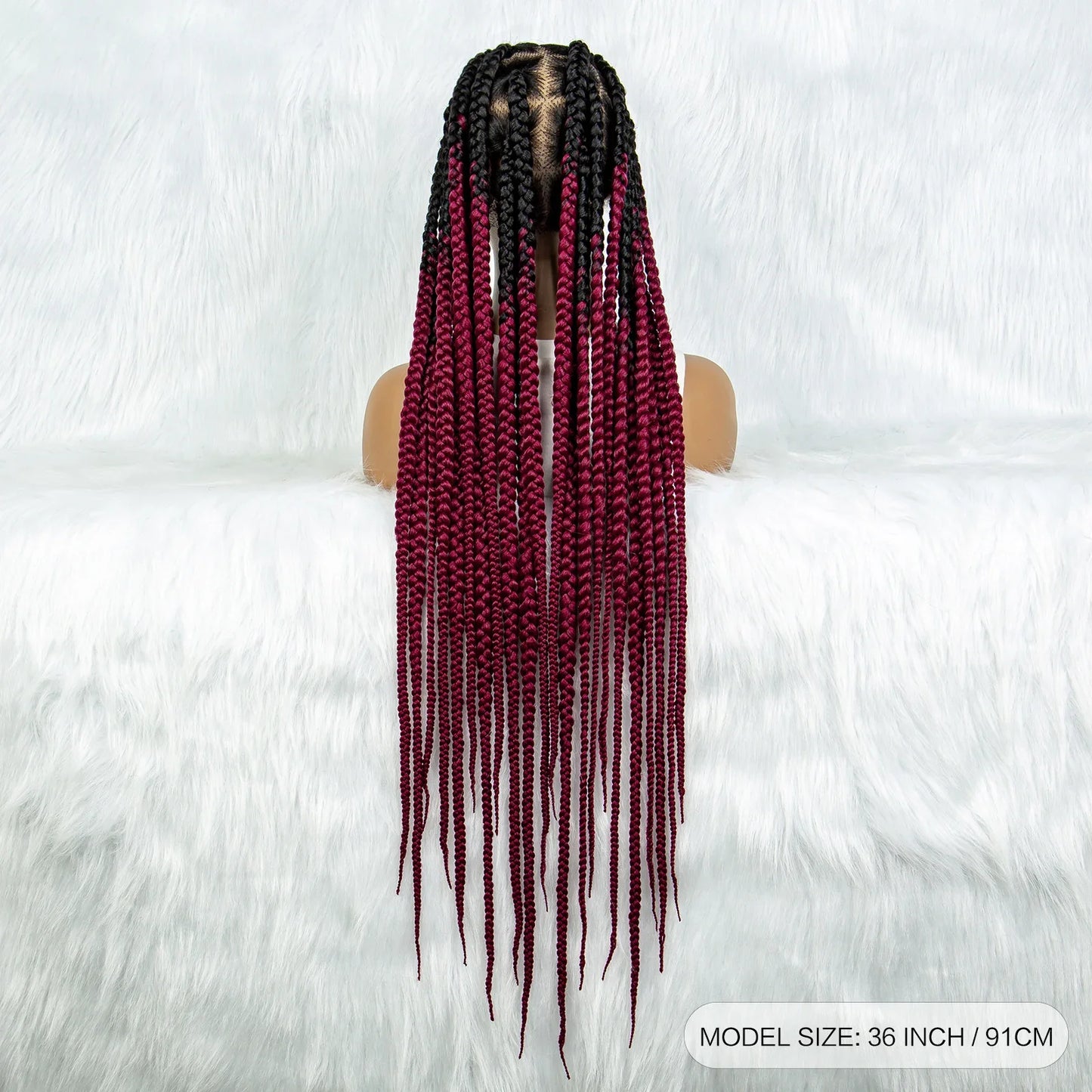 KIMA 36" Colorful Knotless Box Braids Wig | Lace Front & Baby Hair