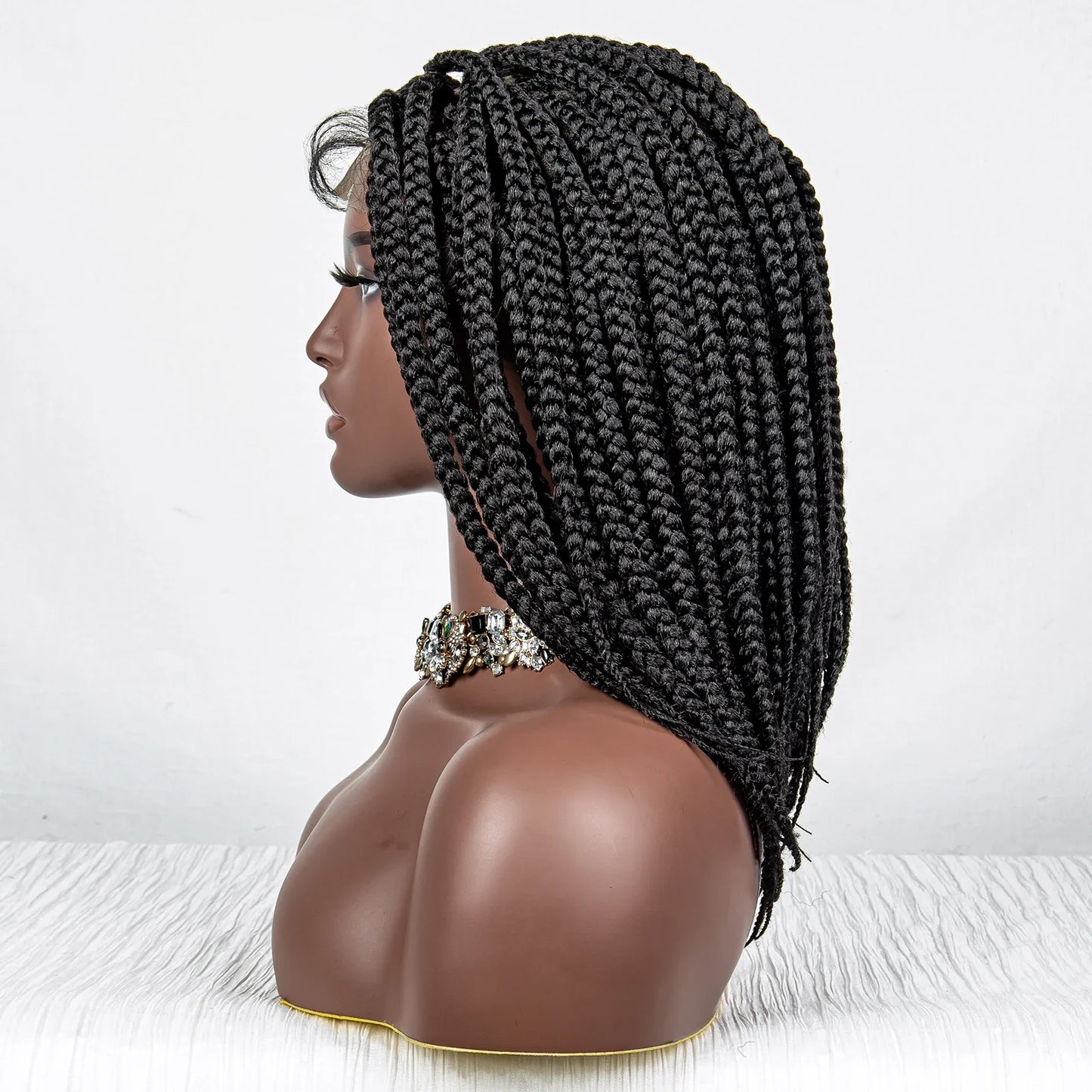 14" Short Bob Knotless Box Braids Wig | Transparent Full Lace Front