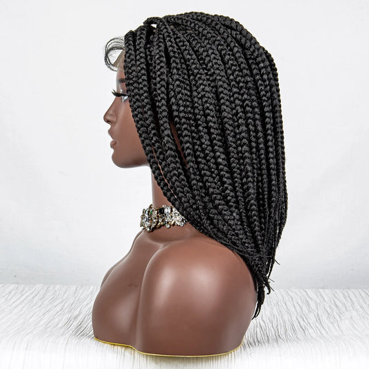 14" Short Bob Knotless Box Braids Wig | Transparent Full Lace Front