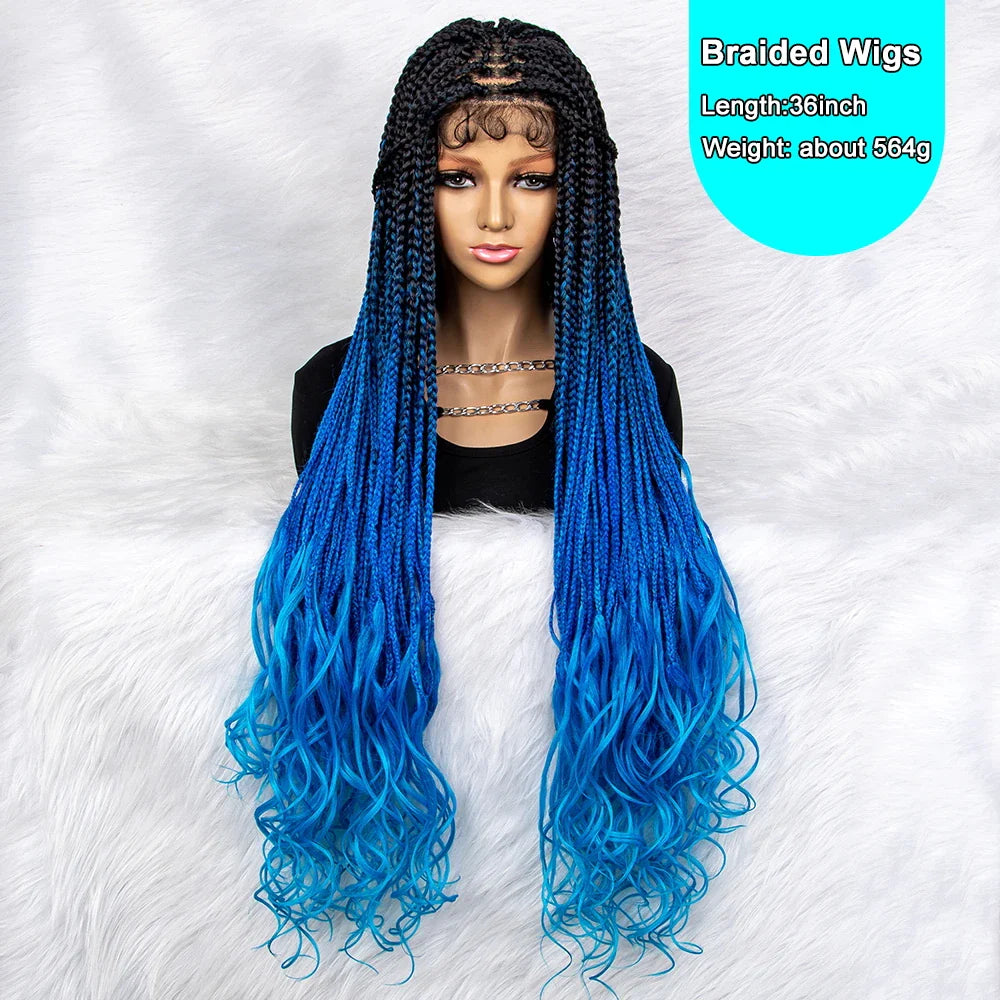 Lightweight Curly End Box Braids Wig | Lace Front Cornrows