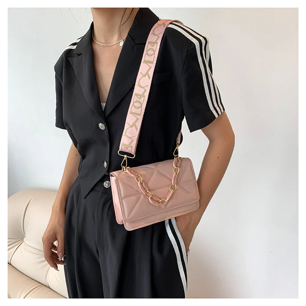 Winter Large Shoulder Bags for Women | Stone Pattern PU Leather Crossbody Bags & Brand Pink Tote Handbags (Chains Shopper Clutch Purse)