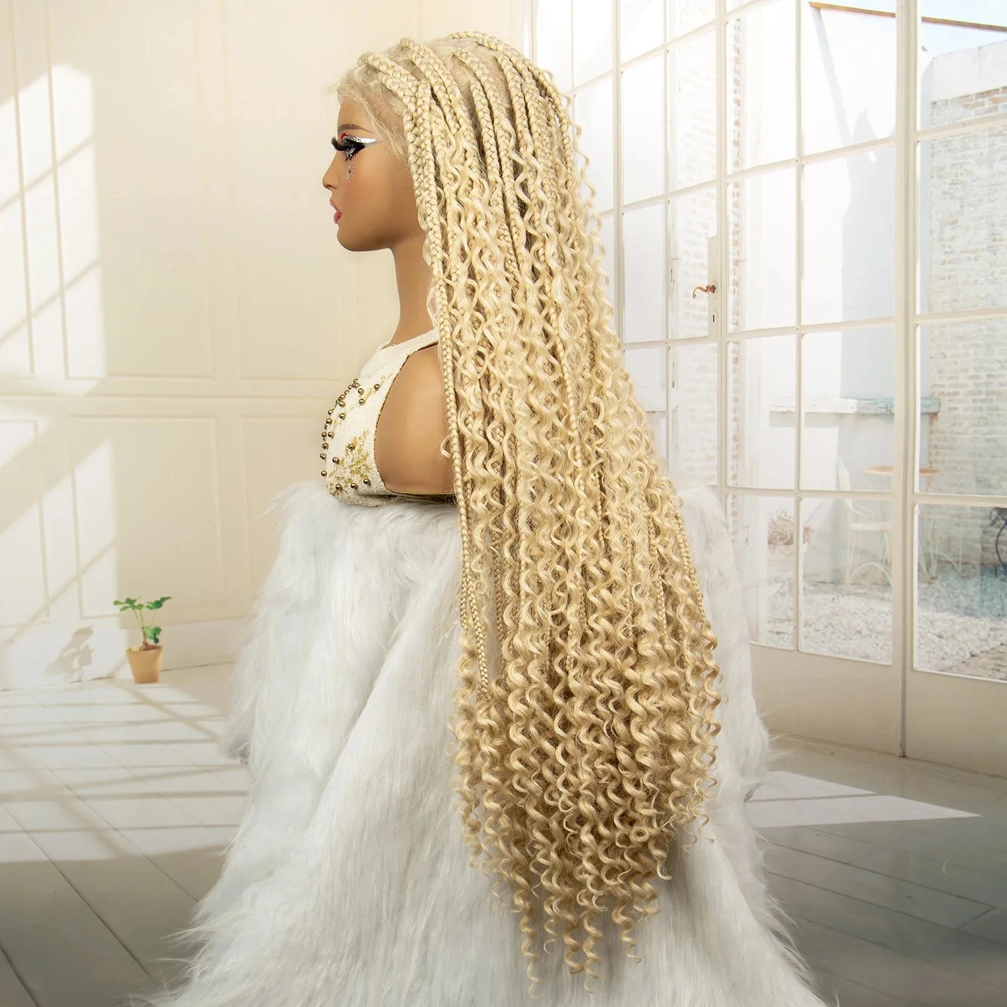 613 Blonde Knotless Boho Braids Wig | Full Lace | Baby Hair | Kanekalon Synthetic