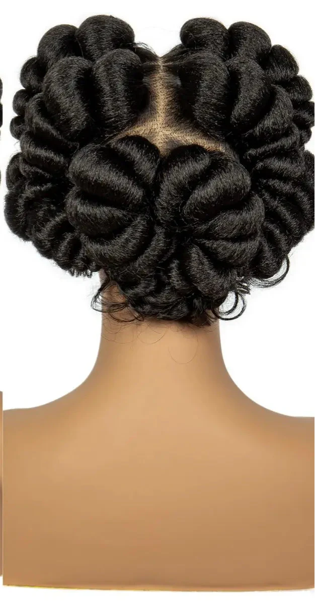613 Blonde Short Cute Handmade Bantu Knotless Braided Wig | Full Lace Synthetic Wig for Black Women