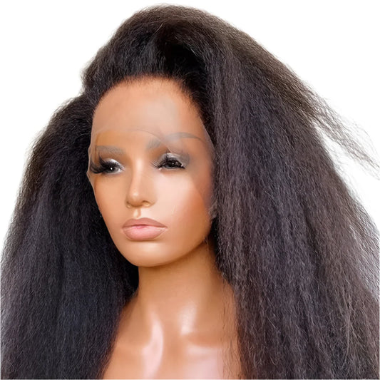 13x4 HD Lace Front Kinky Straight Wig | Long | Brazilian Virgin Hair | Pre-Plucked | Natural Hairline