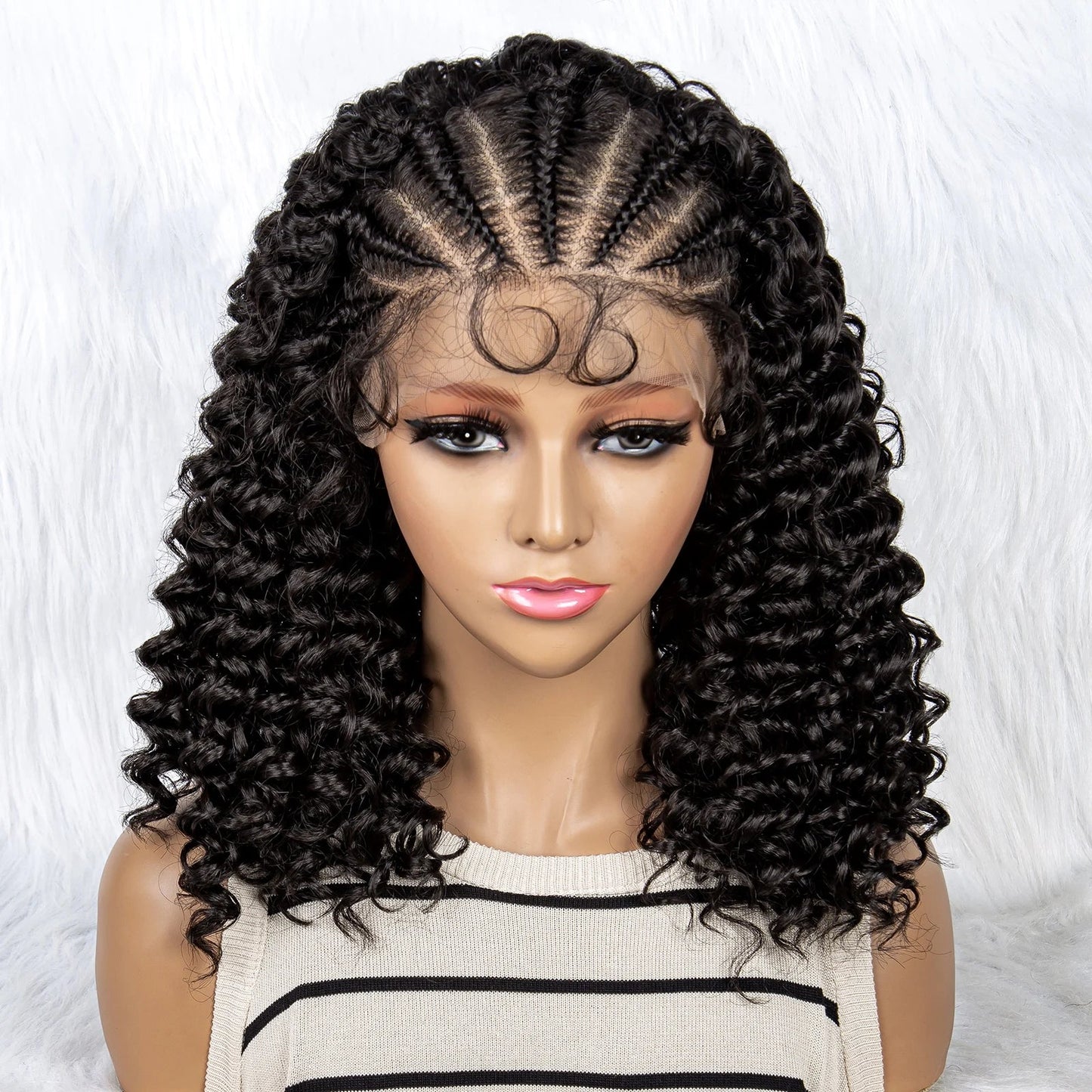 Kinky Curly Braided Bob Wig | Lace Front with Baby Hair