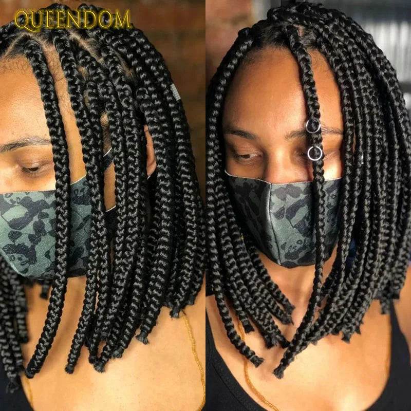 12" Short Bob Knotless Braids Wig | 360 Full Lace | Cornrows | Baby Hair | Synthetic