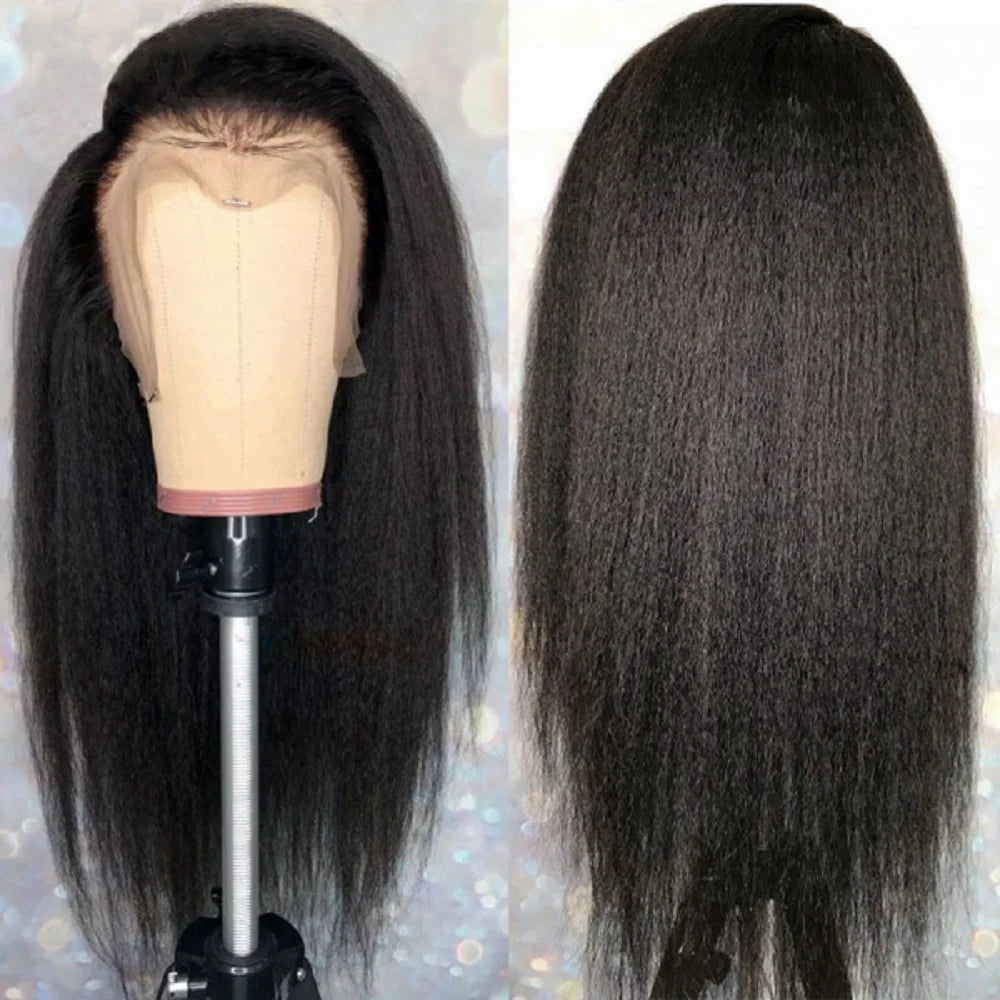 13x4 HD Lace Front Kinky Straight Wig | Long | Brazilian Virgin Hair | Pre-Plucked | Natural Hairline