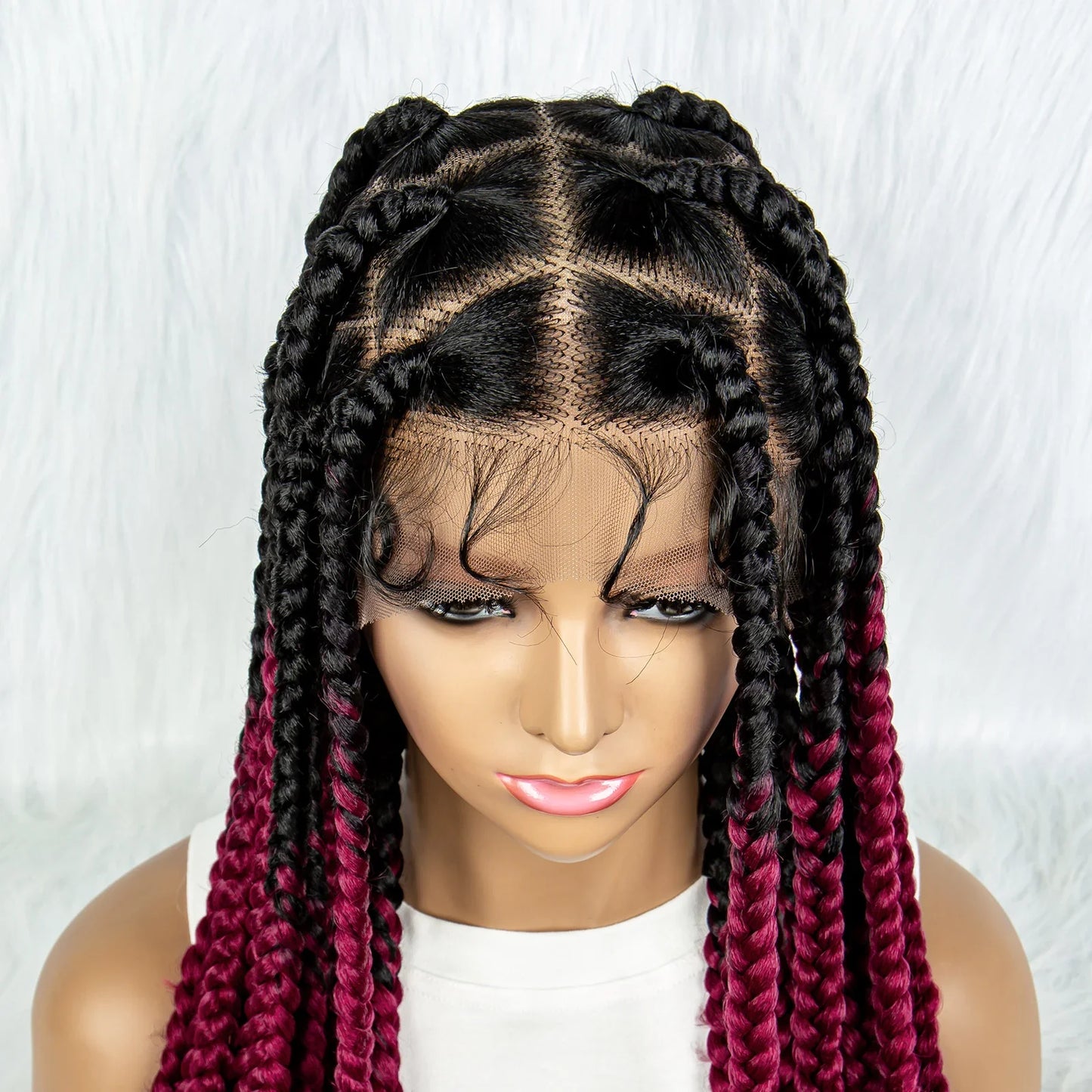 KIMA 36" Colorful Knotless Box Braids Wig | Lace Front & Baby Hair