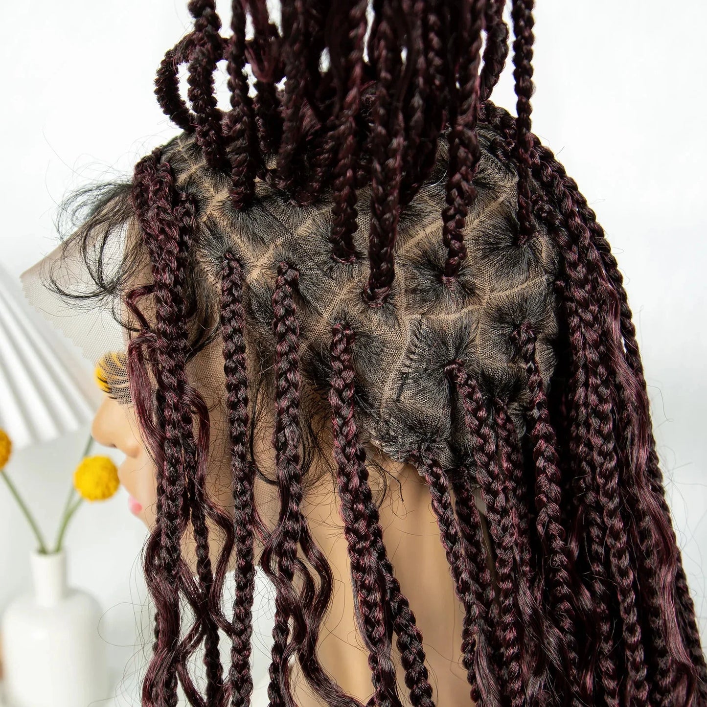 32" Natural Boho Knotless Braids Wig | HD Lace Front | Baby Hair | Synthetic