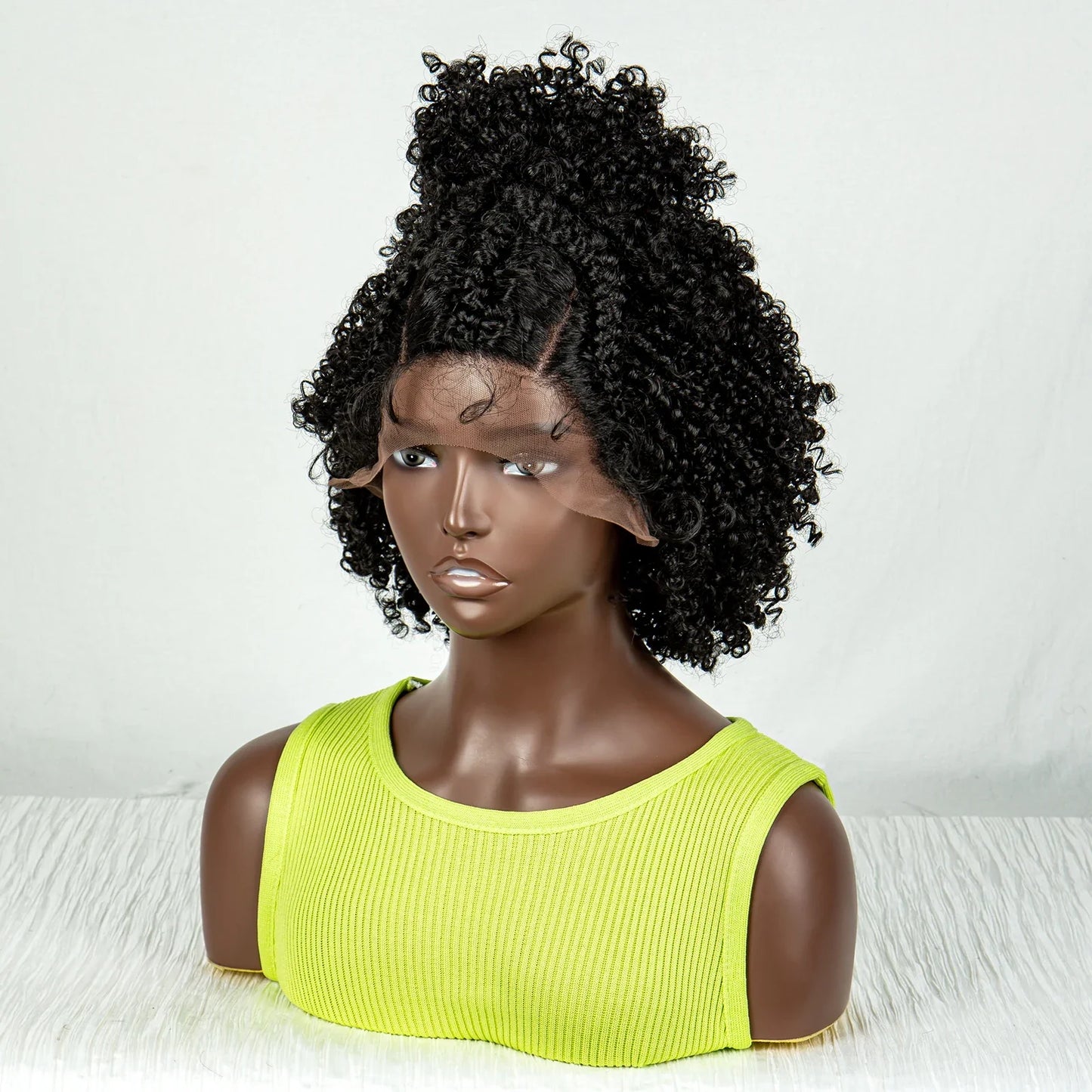 Short Afro Curly Knotless Braids Wig | Lace Front | Baby Hair