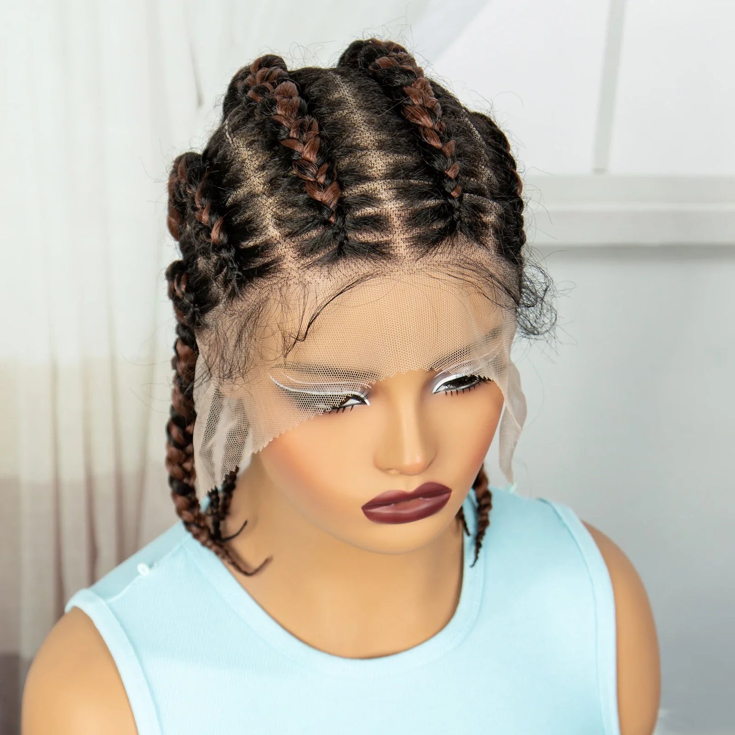 14" Short Knotless Cornrow Braids Wig | Transparent Full Lace Bob