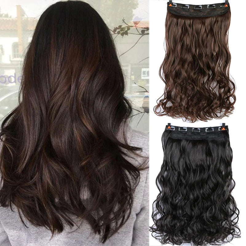 AOSI 40cm 50cm 60cm 80cm 100cm Long Wavy Hairstyles Synthetic 5 Clip In Hair Extension Heat Resistant Hairpieces Brown Black