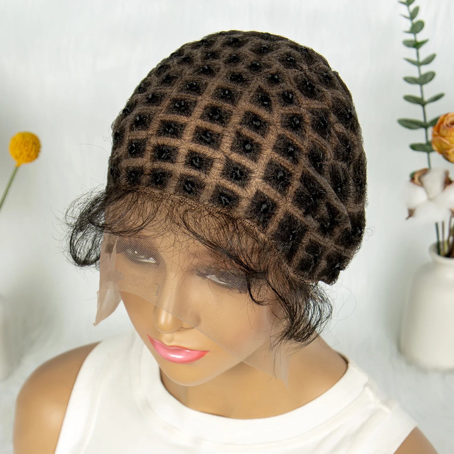 KIMA Pre-Parting Crochet Braid Mesh Cap | Boho Style | Baby Hair Feature