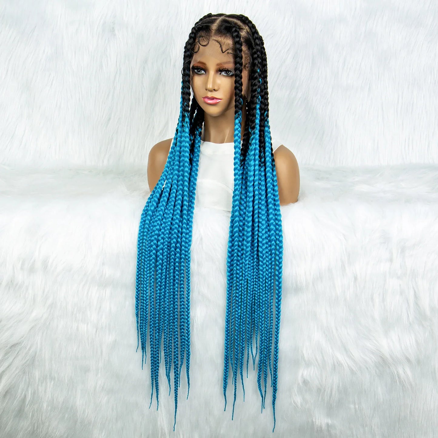 KIMA 36" Colorful Knotless Box Braids Wig | Lace Front & Baby Hair