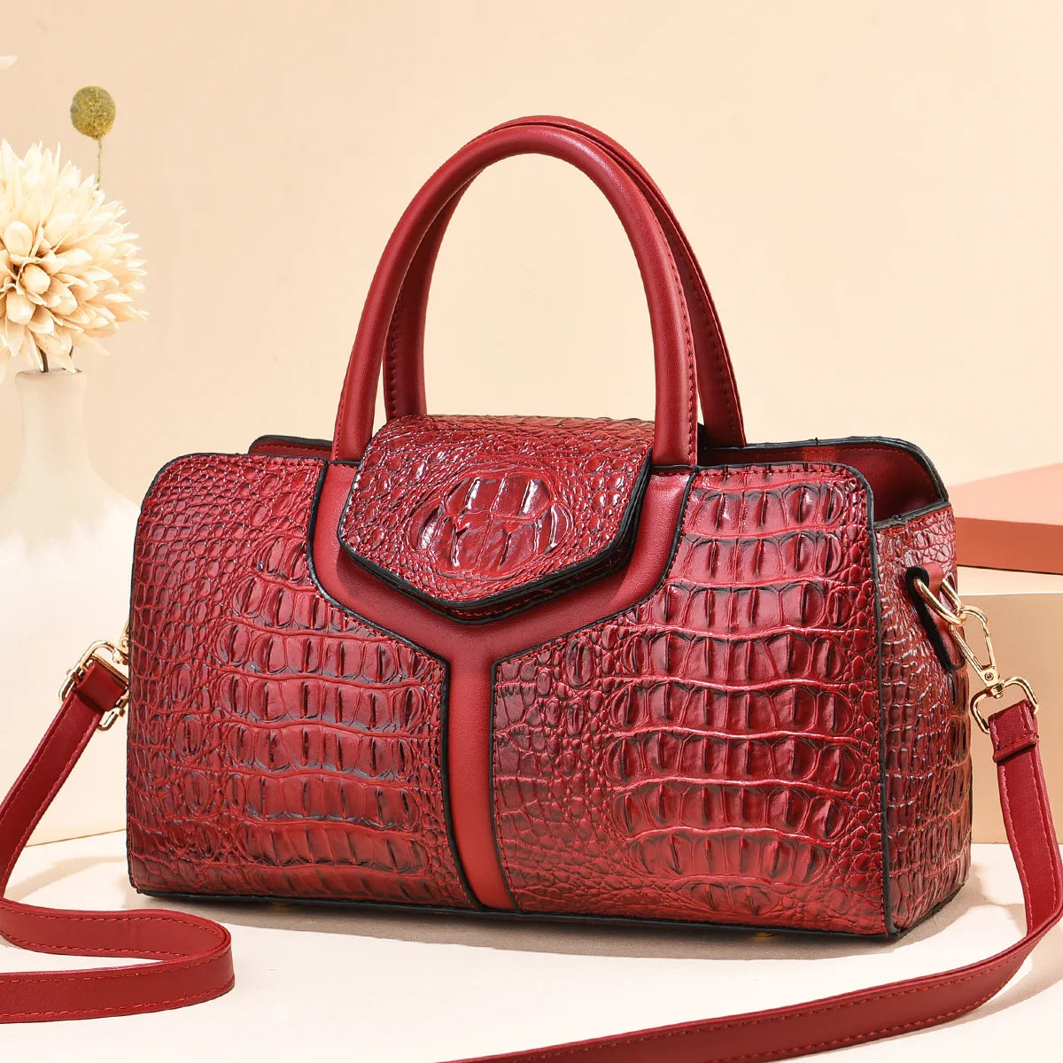 Bag Women New Fashion Crocodile Pattern Handbag | Large Capacity Casual Shoulder Messenger Bag (Purses &amp; Handbags)