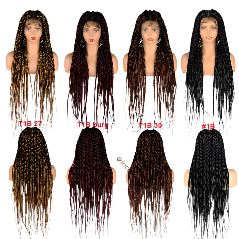 Jumbo Knotless Box Braids Wig | Full Lace Front Tribal Braids & Faux Locs | Transparent Lace | Black Women
