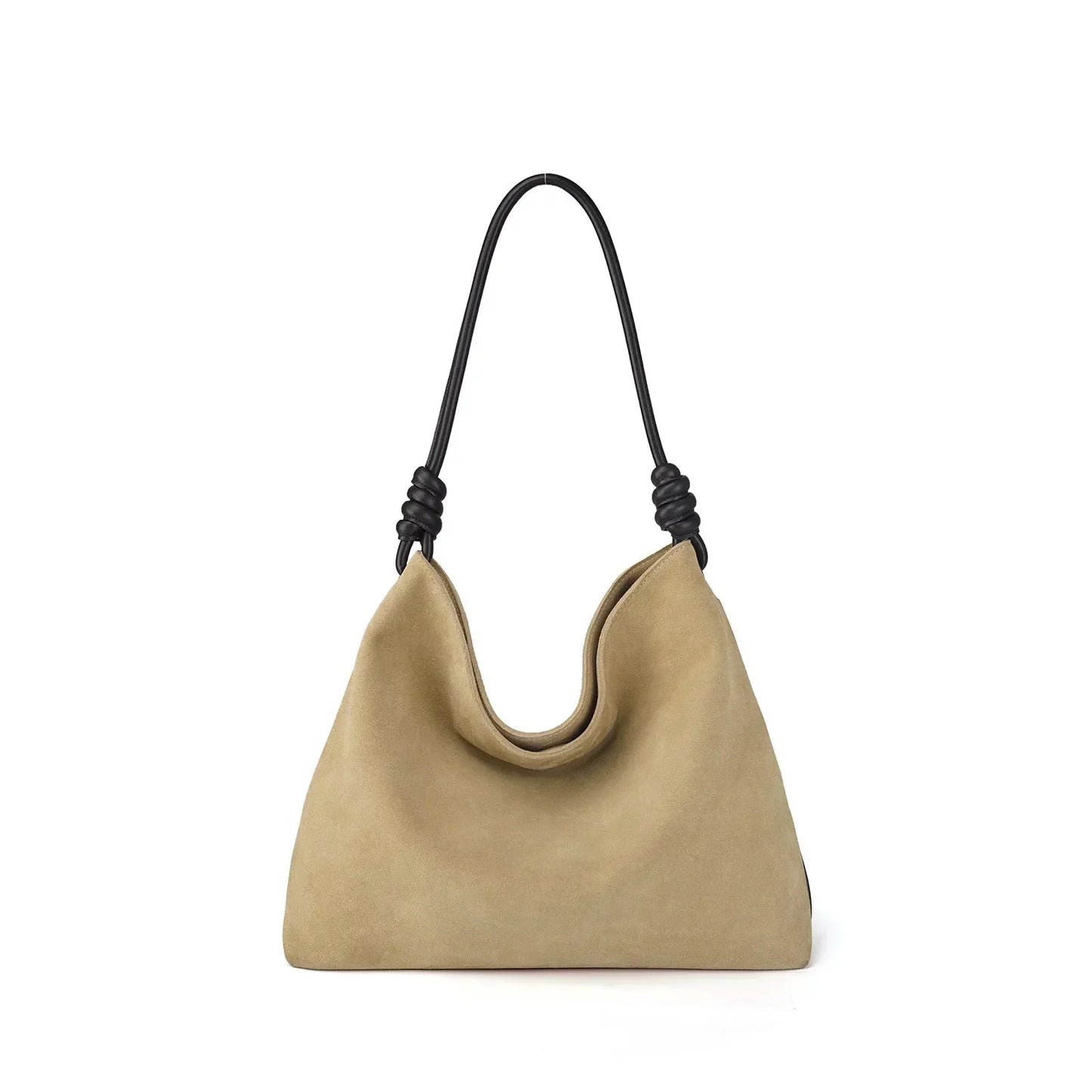 All-Match Chamois Matte Suede Cowhide Leather Tote | Large Capacity Designer Maillard Dressing Coffee Winter Ladies Handbag