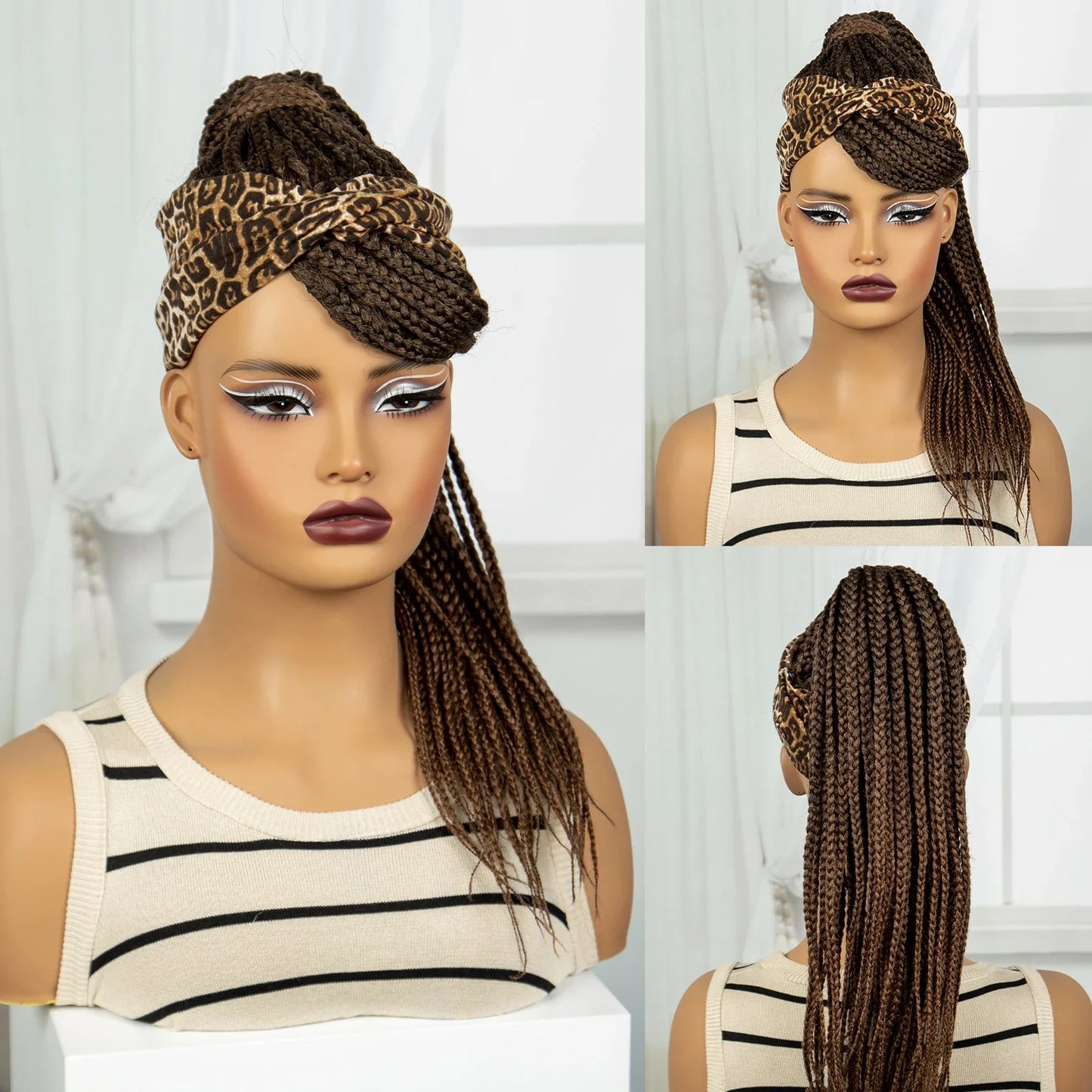 613 Blonde Ponytail Headband Braid Wig with Bangs | Knotless Style