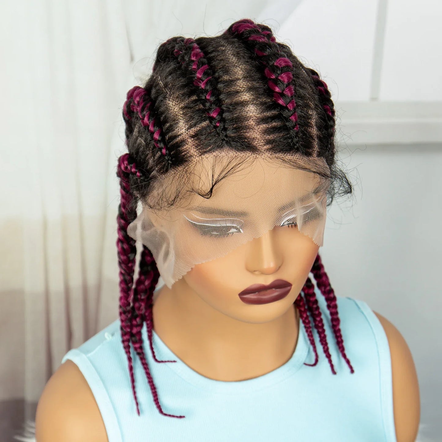 14" Short Knotless Cornrow Braids Wig | Transparent Full Lace Bob