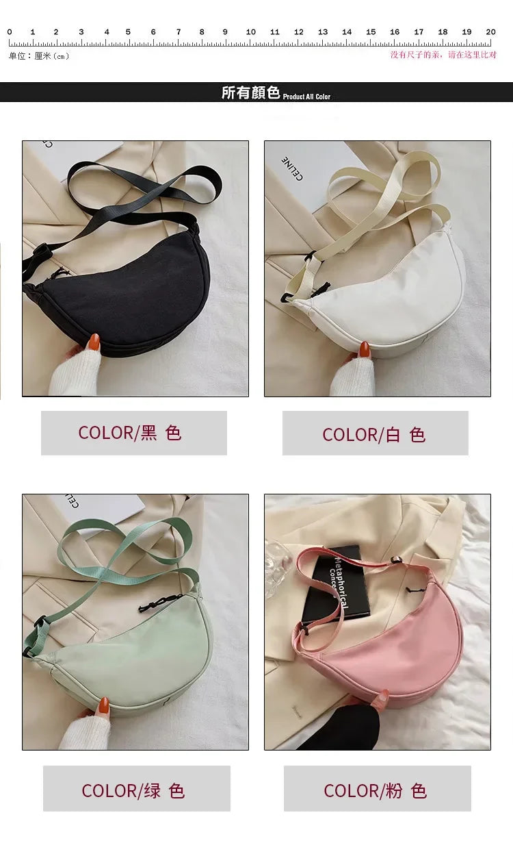 Solid Color Chest Bag for Women | Large Capacity Travel Crossbody & Half Moon Belt Bag (Ladies Daily Street Fanny Pack)