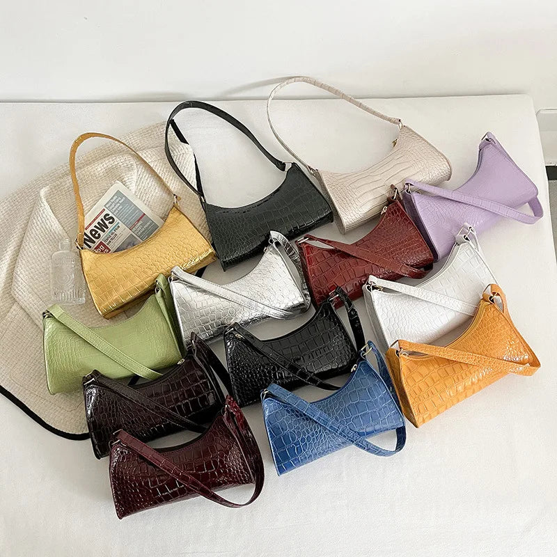 Solid Color PU Leather Women's Underarm Bag | New Luxury Designer Female Casual Shoulder Bag (Tote Clutch Purse & Banquet Handbag)