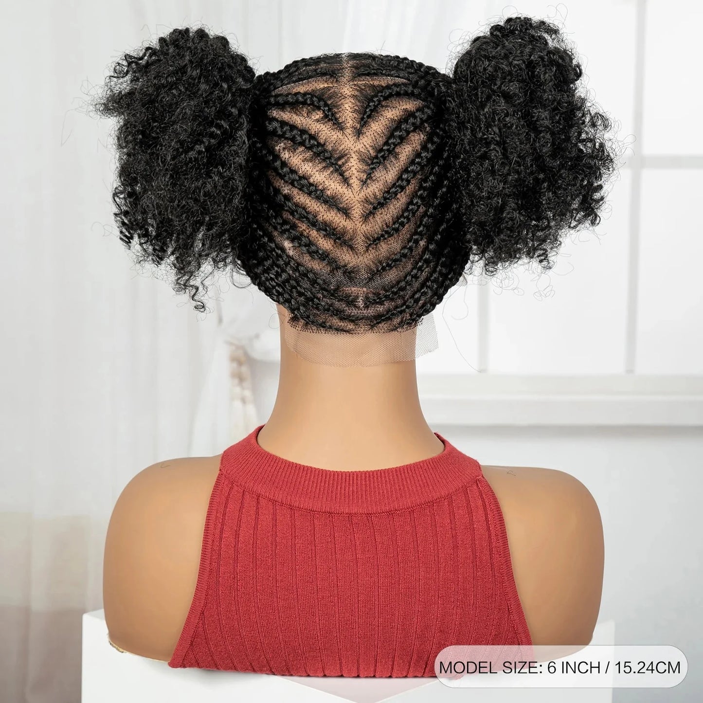 Cornrow Bantu Knot Braided Wig | Full Lace | Baby Hair | Synthetic Lace Front Braids | Cosplay