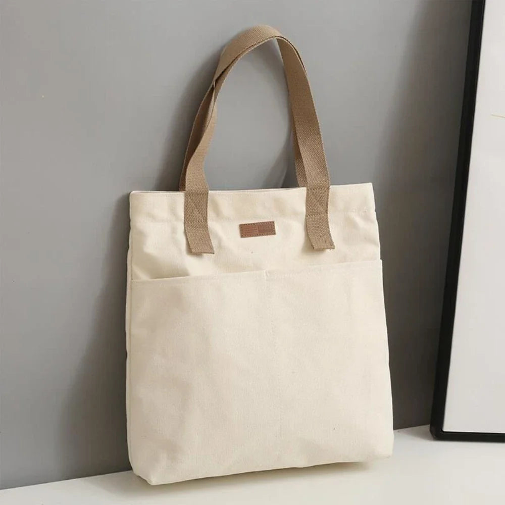 1Pc Women's Tote Bag Canvas Sewing Thread | Large Capacity Advanced Sense Handbag & Convenient Practical Female Commuter Bag