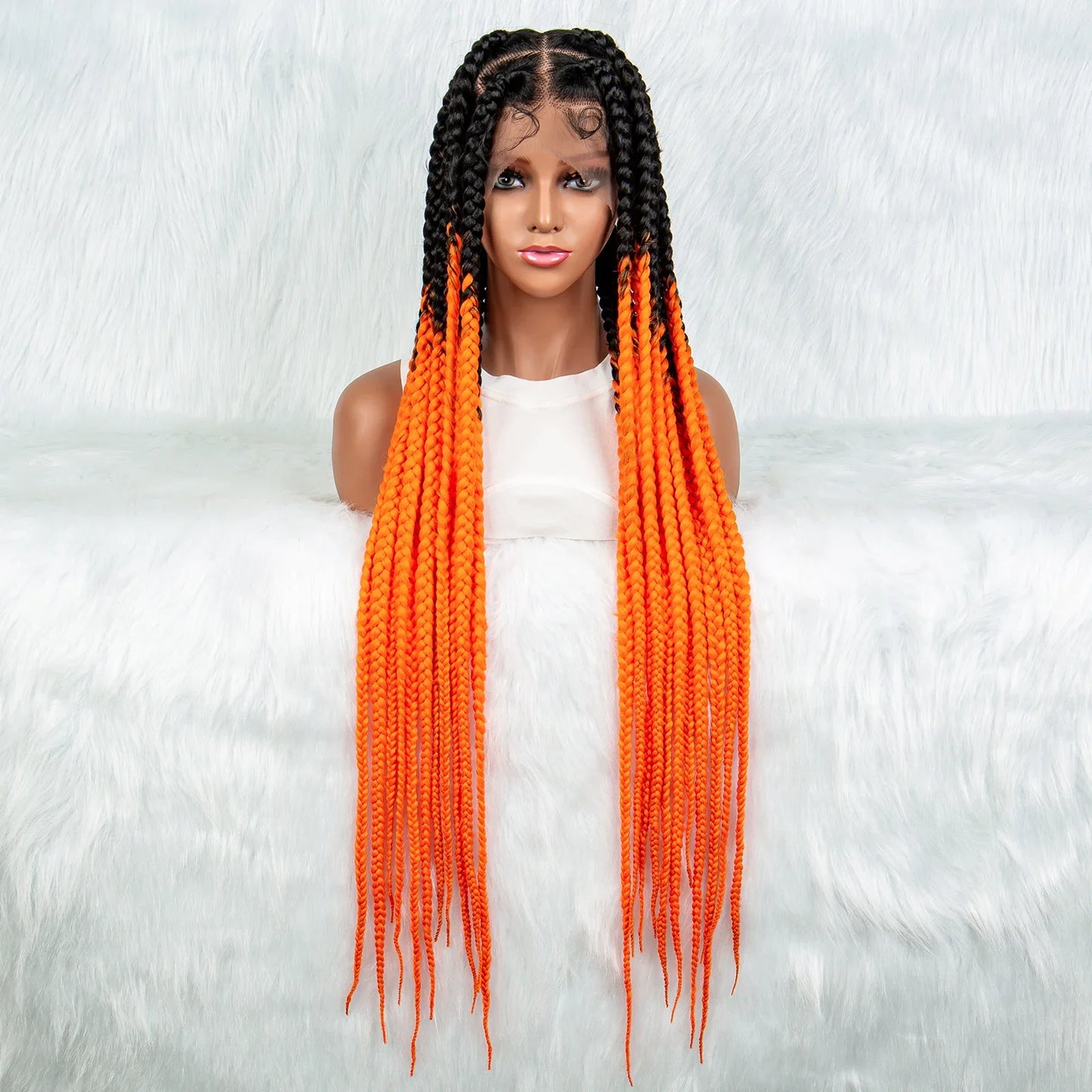 KIMA 36" Colorful Knotless Box Braids Wig | Lace Front & Baby Hair