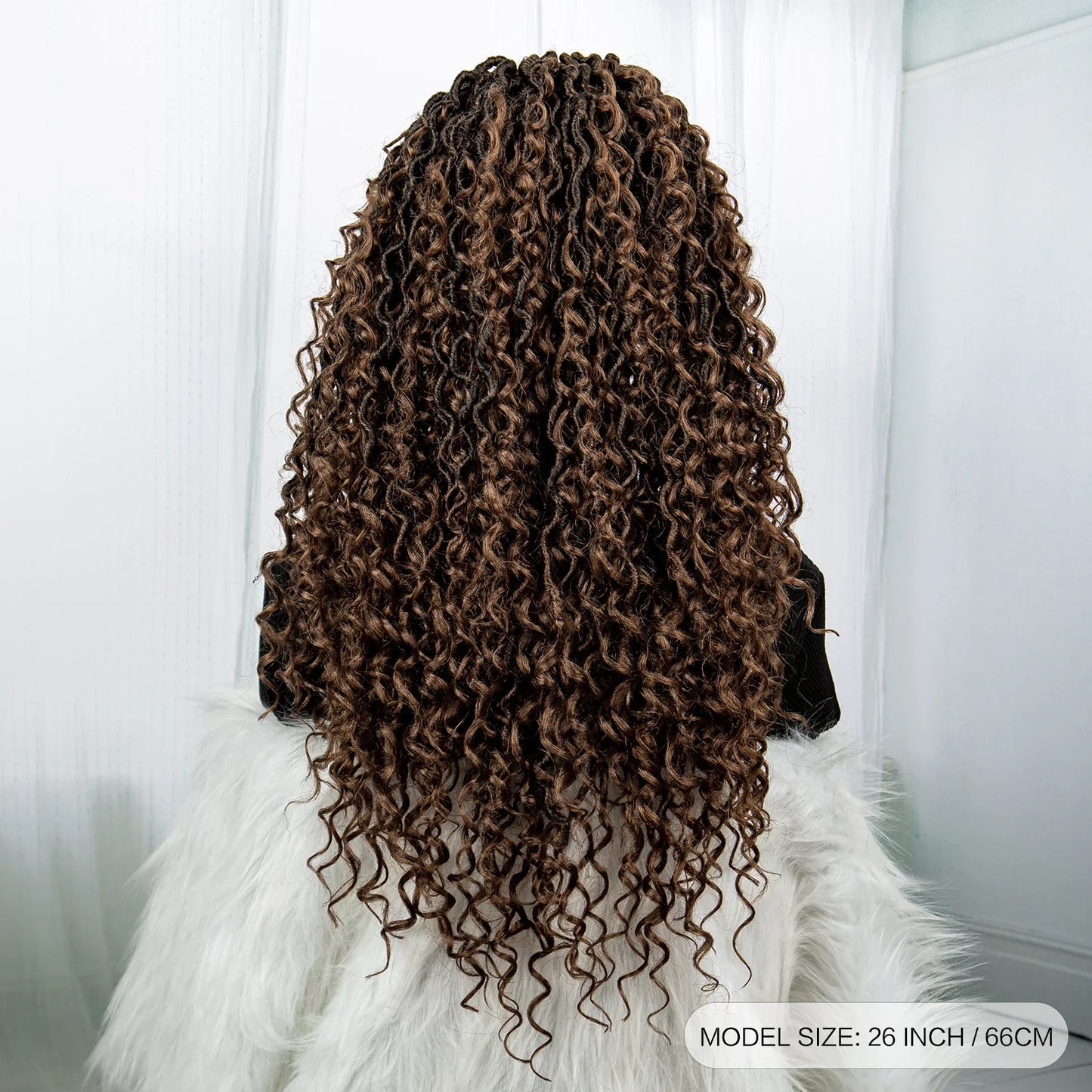 Burgundy 26" 99J Knotless Box Braids Wig | Curly Ends | Faux Locs | Swiss Lace Front | Braided Wigs for Black Women