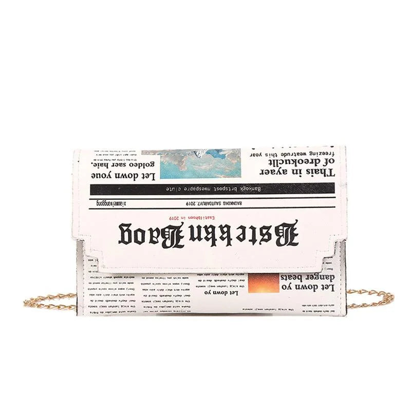 Women's Newspaper Messenger Bag | Shoulder Bag Personality Fashion Small Square Bag