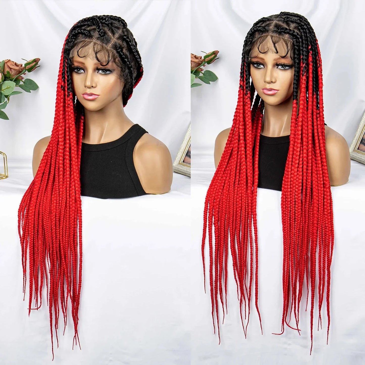 Purple Knotless Box Braids Wig | Transparent Full Lace | Braiding Hair