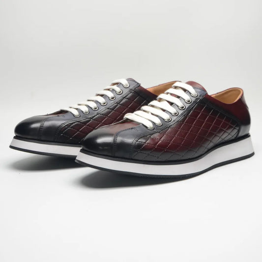 Original Men's Designer Casual Sneakers | Genuine Leather Plaid Derby Skateboard Shoes (Height Increasing)