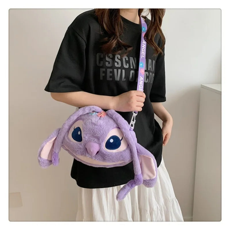 New Disney Cartoon Stitch Plush Backpack | Girls Cute Ins Shoulder Messenger Bag (Parent-Child Gift)