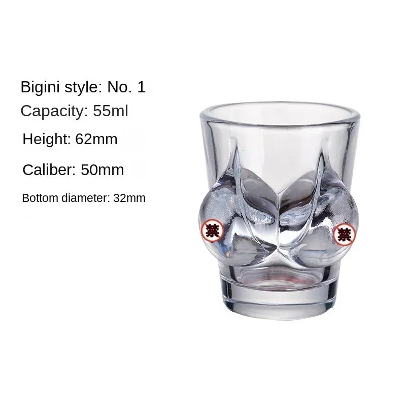 Hand Painted Pattern Glass Cup for Women, Small Wine Cup, Durable Human Bikini, Shot Glass
