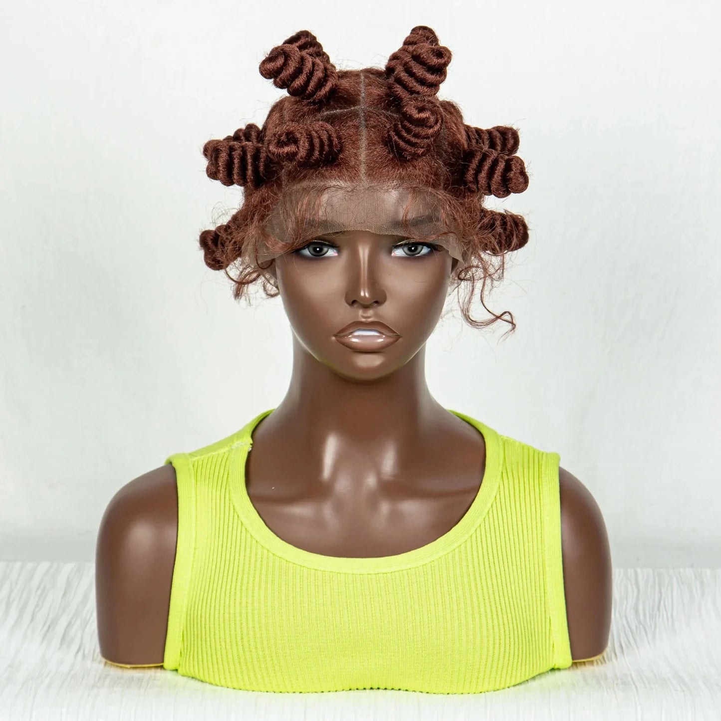 Short Cute 350 Color Bantu Knotless Braids Wig | Transparent Full Lace | Baby Hair