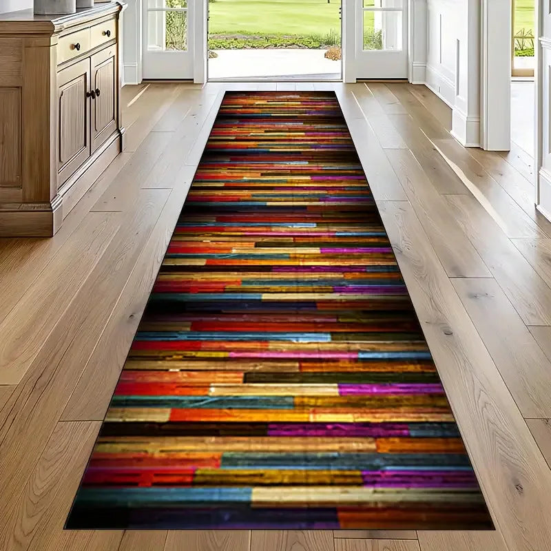 Modern Geometric Diamond Hallway Runner Rug - Black Gold & Gray Pattern Floormat Ideal for Corridor Decor