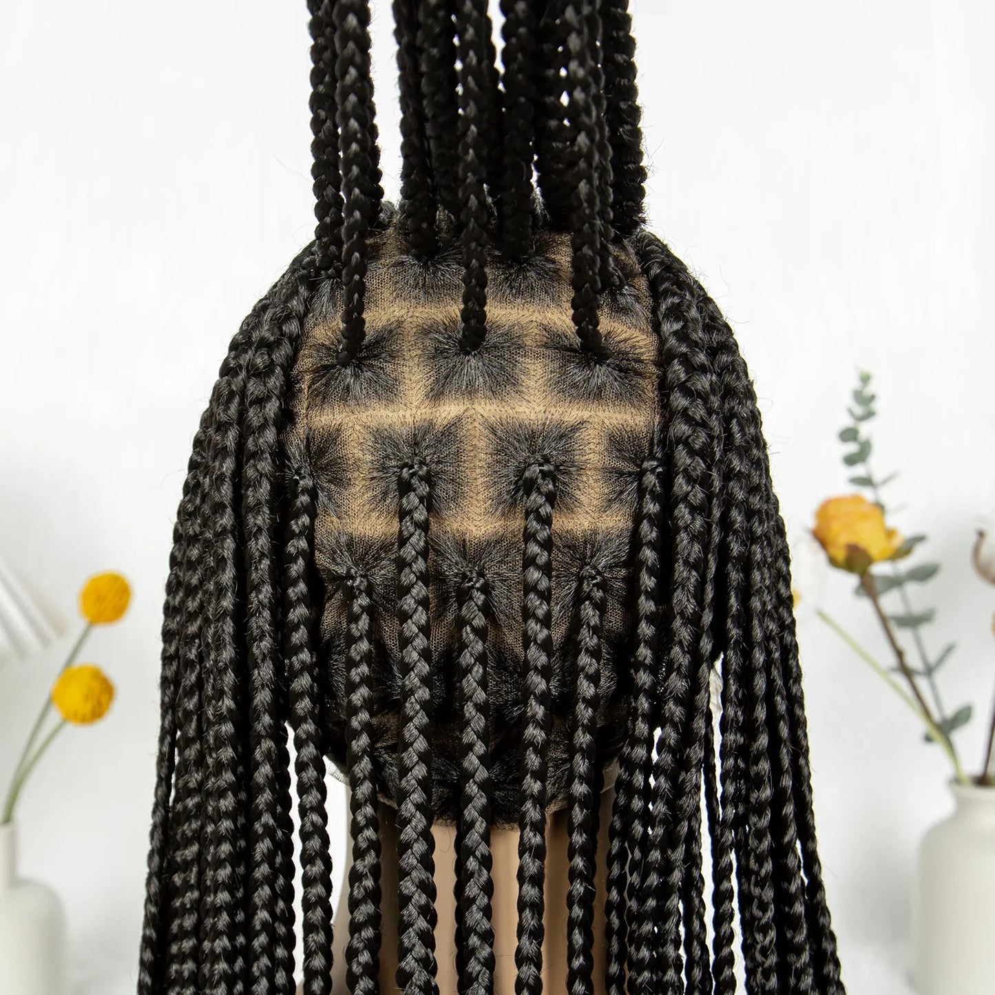 HD Transparent Full Lace Knotless Box & Cornrow Braids Wig