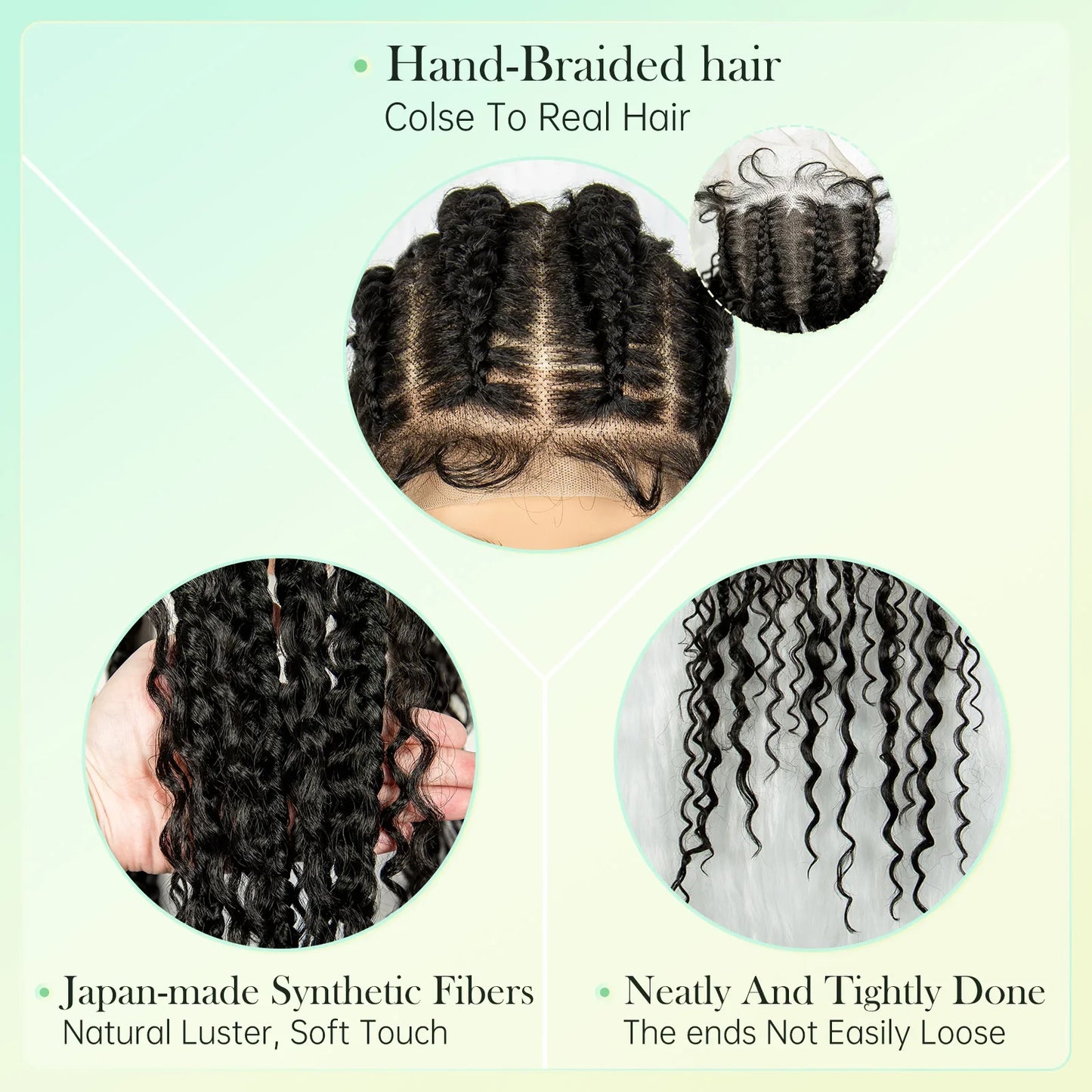 Cornrow Braided Wigs Synthetic Transparent Full Lace Wig With Baby Hair Braiding Wig Boho Cornrow Wig Curly End For Black Women