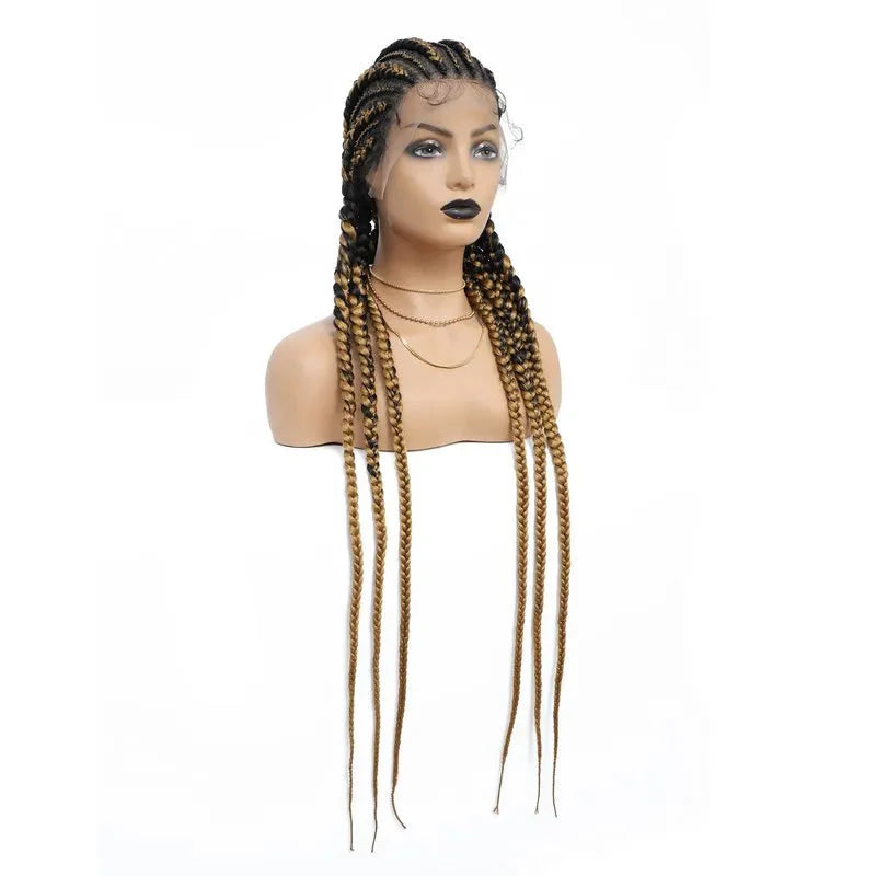 36" Jumbo Dutch Twins Cornrow Braided Lace Front Wig | Full Lace | Synthetic Crochet Hair | Black Women