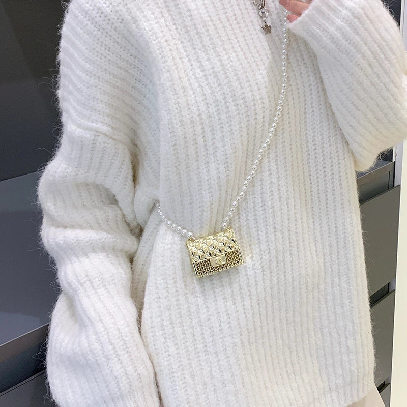 Fashionable Metal Shoulder Bags for Women | High Quality Crossbody Bag & Designer Clothing Accessories (Satchel Cute Mini Diamond Bag)