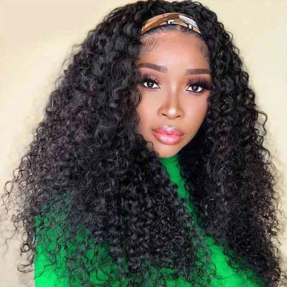 250% Density Kinky Jerry Curly Headband Wig | Glueless Indian Human Hair